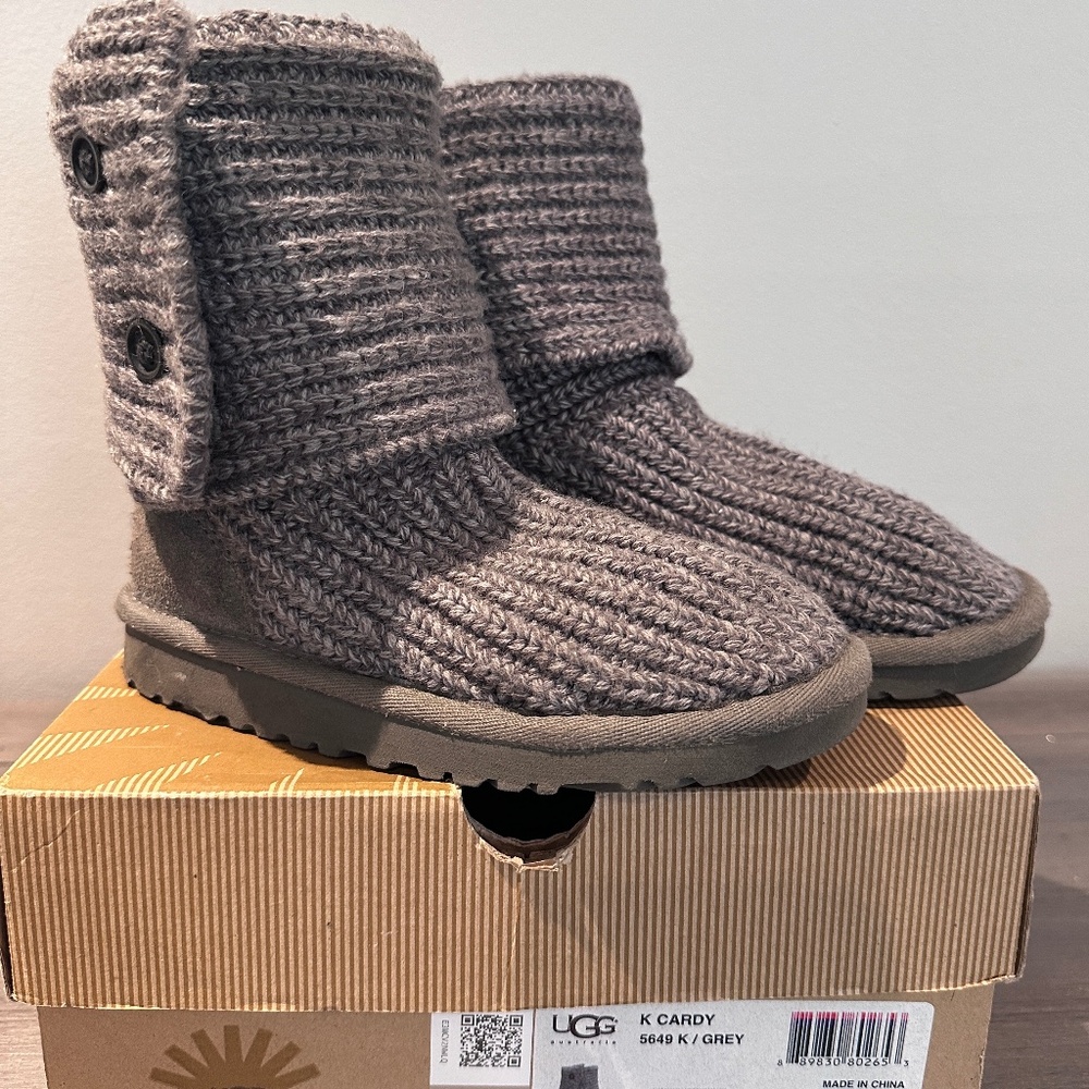 UGG Kids Grey Knit Button Boot